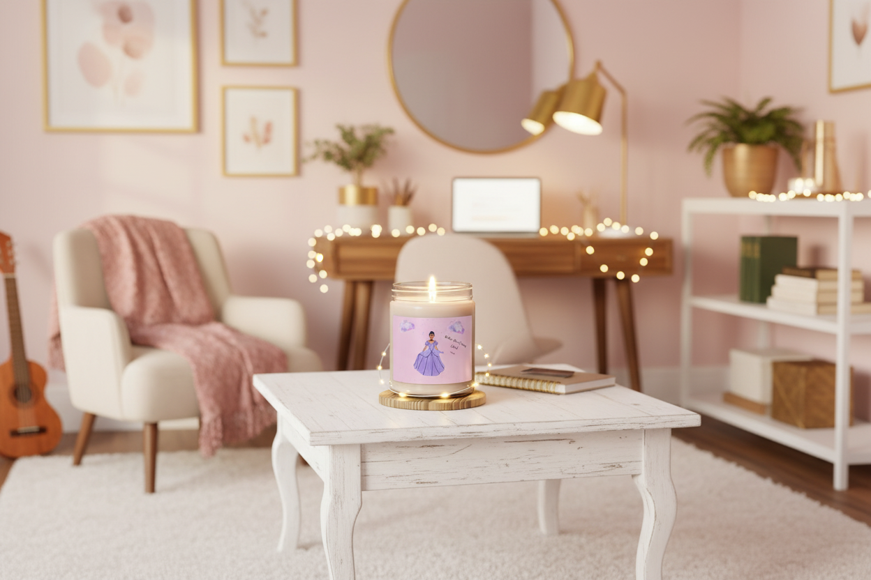 Sparkling living room with candle as centerpiece