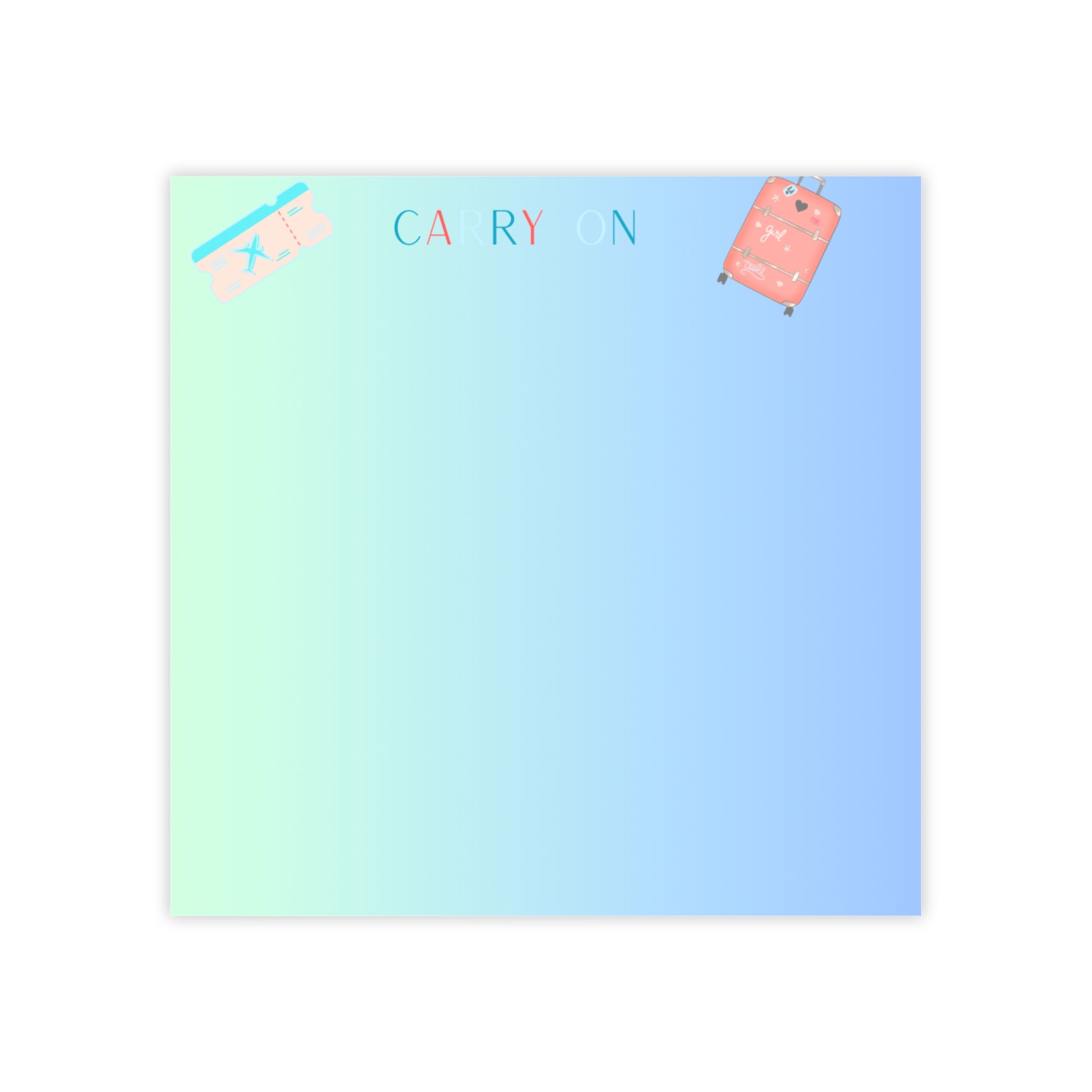 Notepad with colorful design and text on a white background