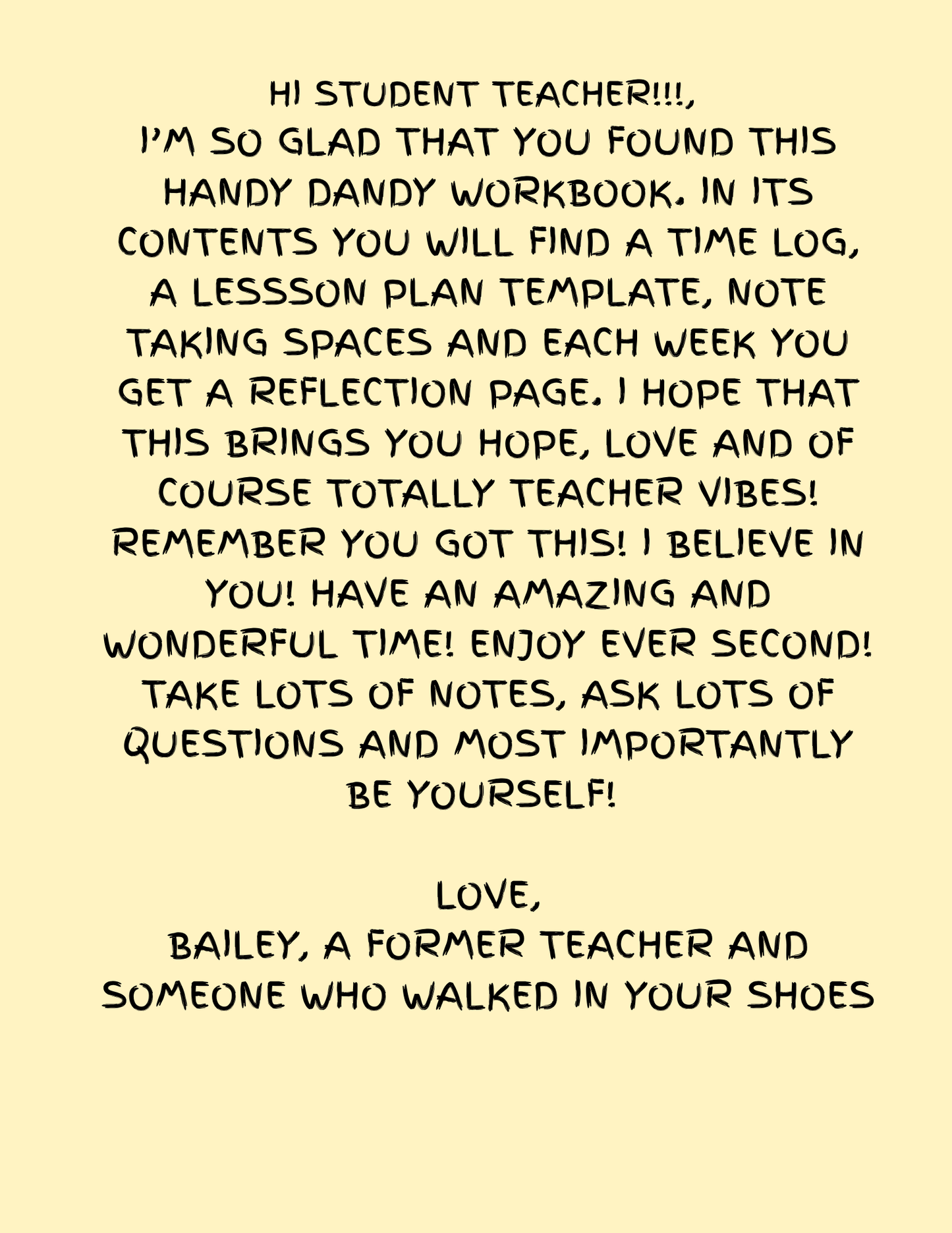 Student Teacher Workbook