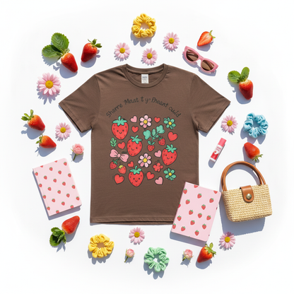 Brown tee flat lay