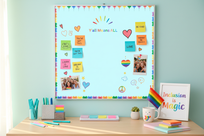 Bulletin board with positive messages