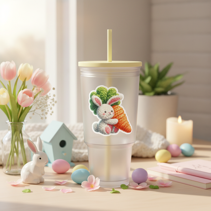 Bunny and Carrot Sticker on Tumbler