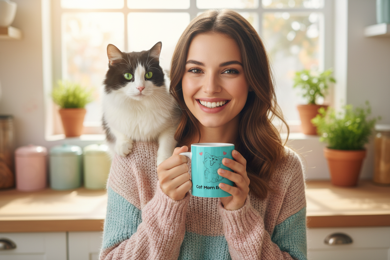 Cat Mom Energy tuxedo cat lifestyle