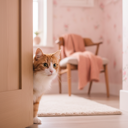 Cat peeking around doorway