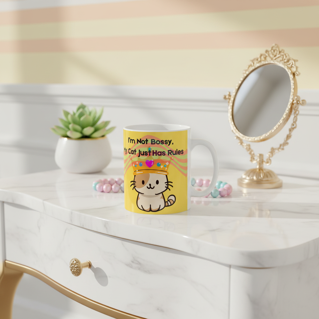 Cat with Crown Mug Lifestyle