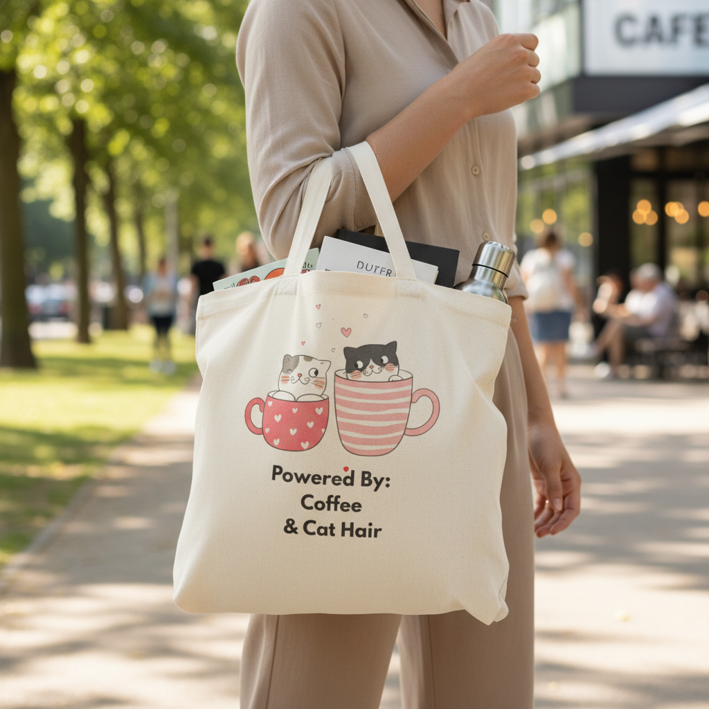 Coffee Cat Tote Filled