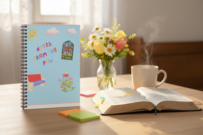 Cozy table scene with open Bible