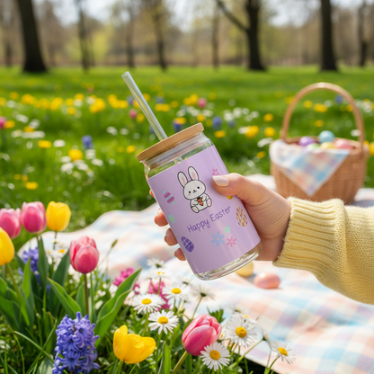 Easter Bunny Sipper Glass at Spring Picnic