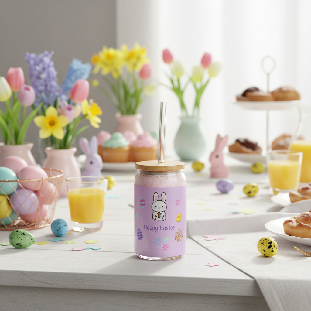 Easter Bunny Sipper Glass on Brunch Table