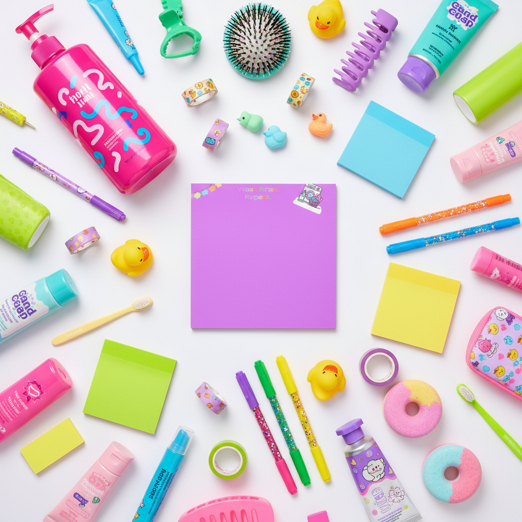 Flat lay with beauty products and accessories