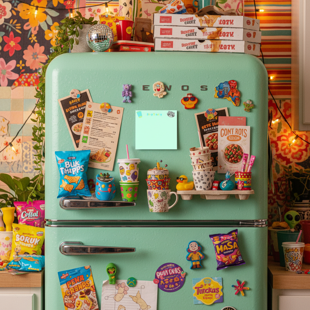 Fridge with takeout and fun chaos