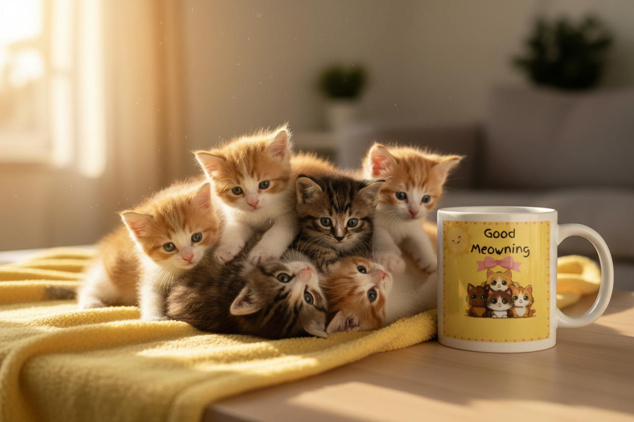 Good Meowning kitten pile