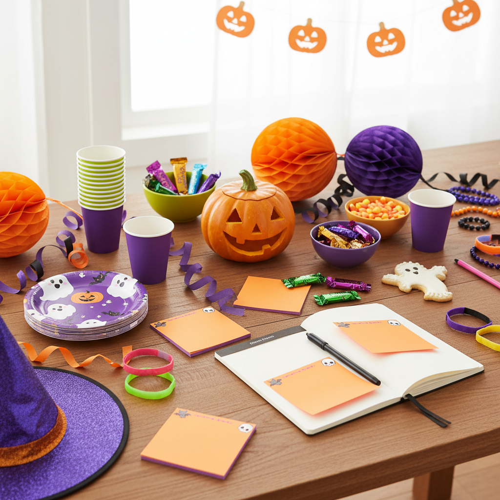 Halloween party planning scene