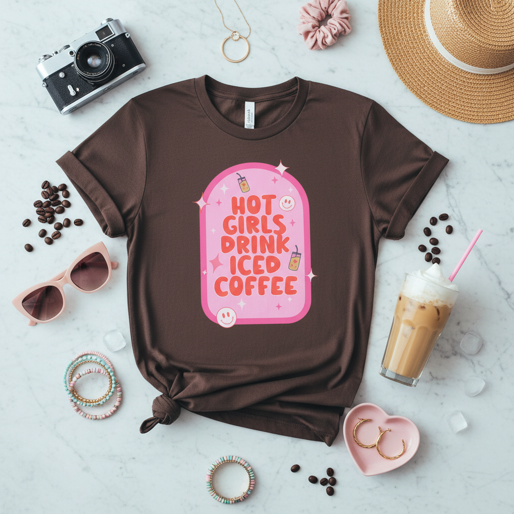 Hot Girls Iced Coffee Flat Lay