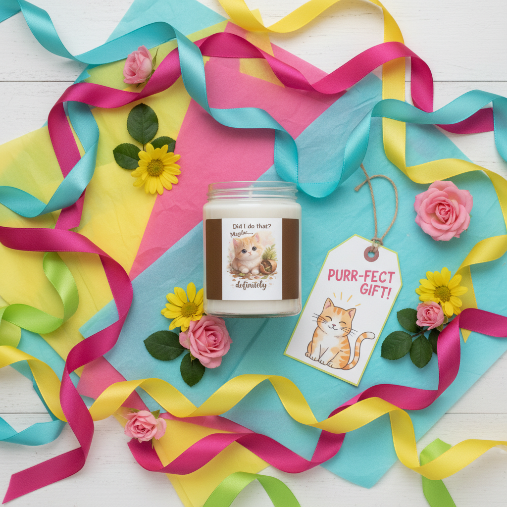 Gift Wrapping Flat Lay