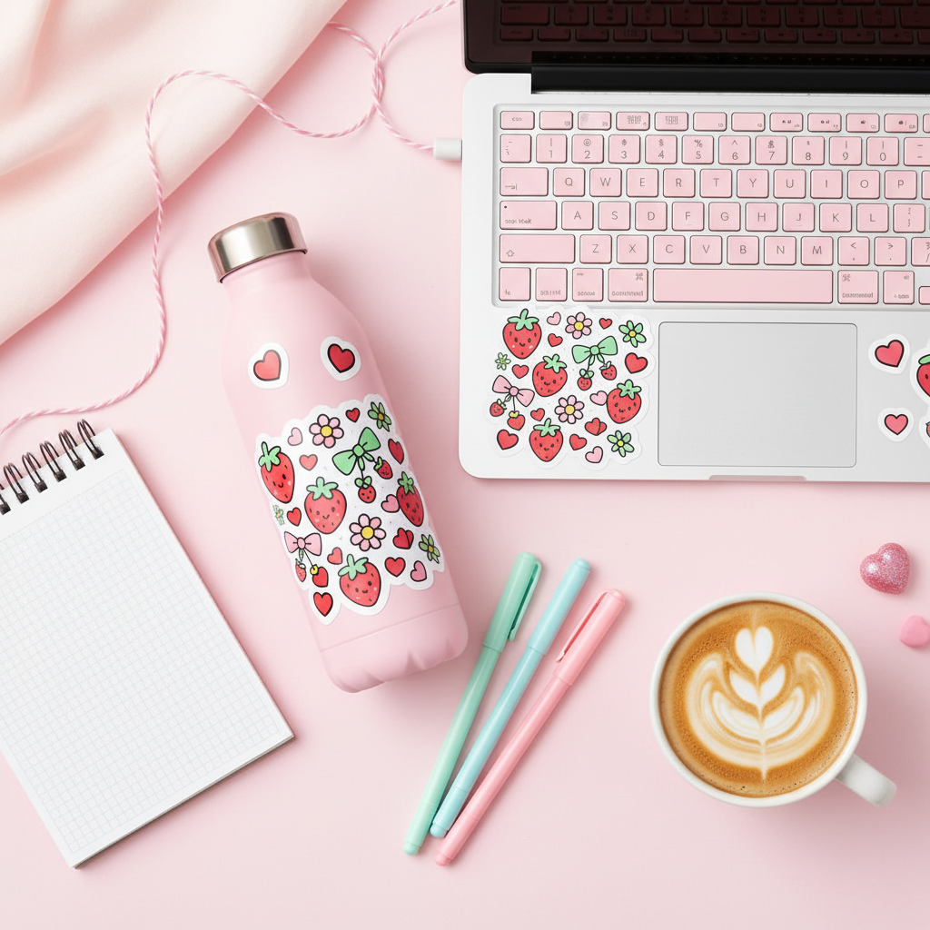 Kawaii Strawberry Sticker Lifestyle