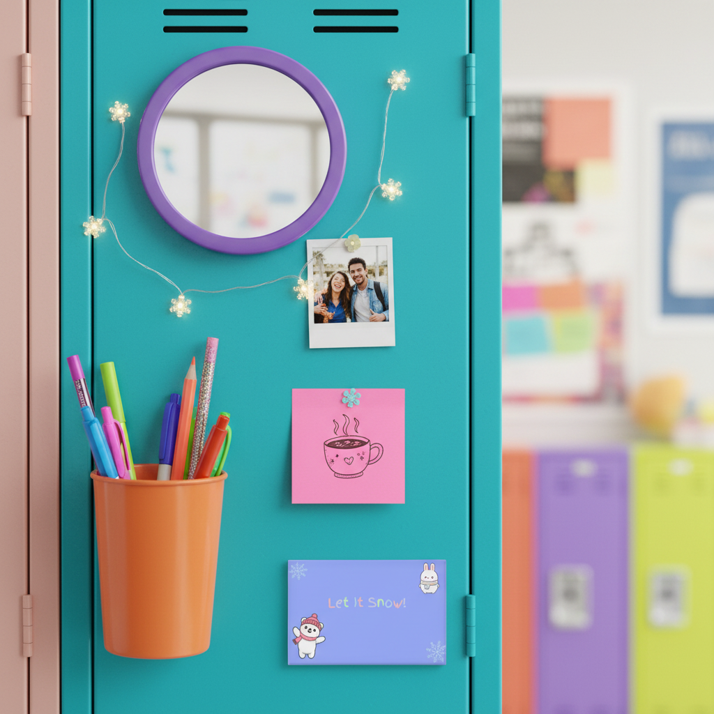 Let It Snow magnet on vibrant locker