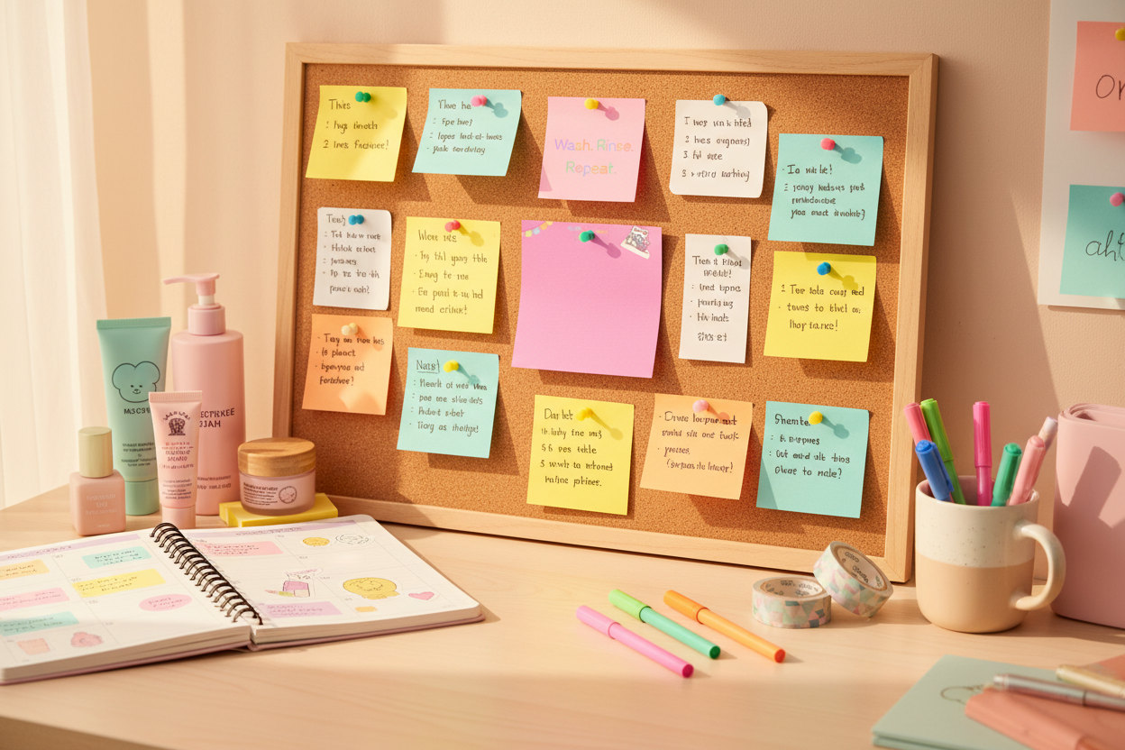 Planner with reminders and beauty items