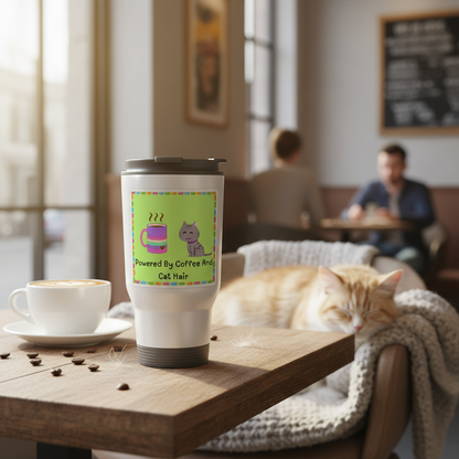 Powered by Coffee and Cat Hair Sticker Lifestyle