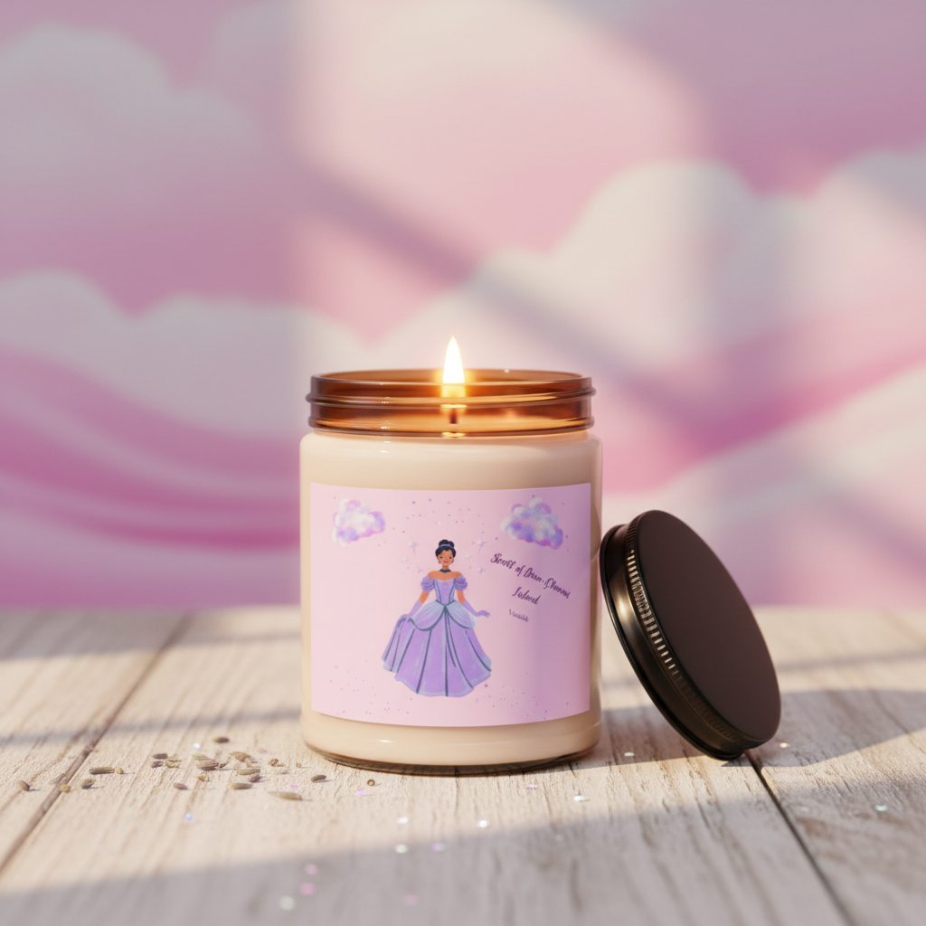 Should've Been A Princess candle lid off matching label